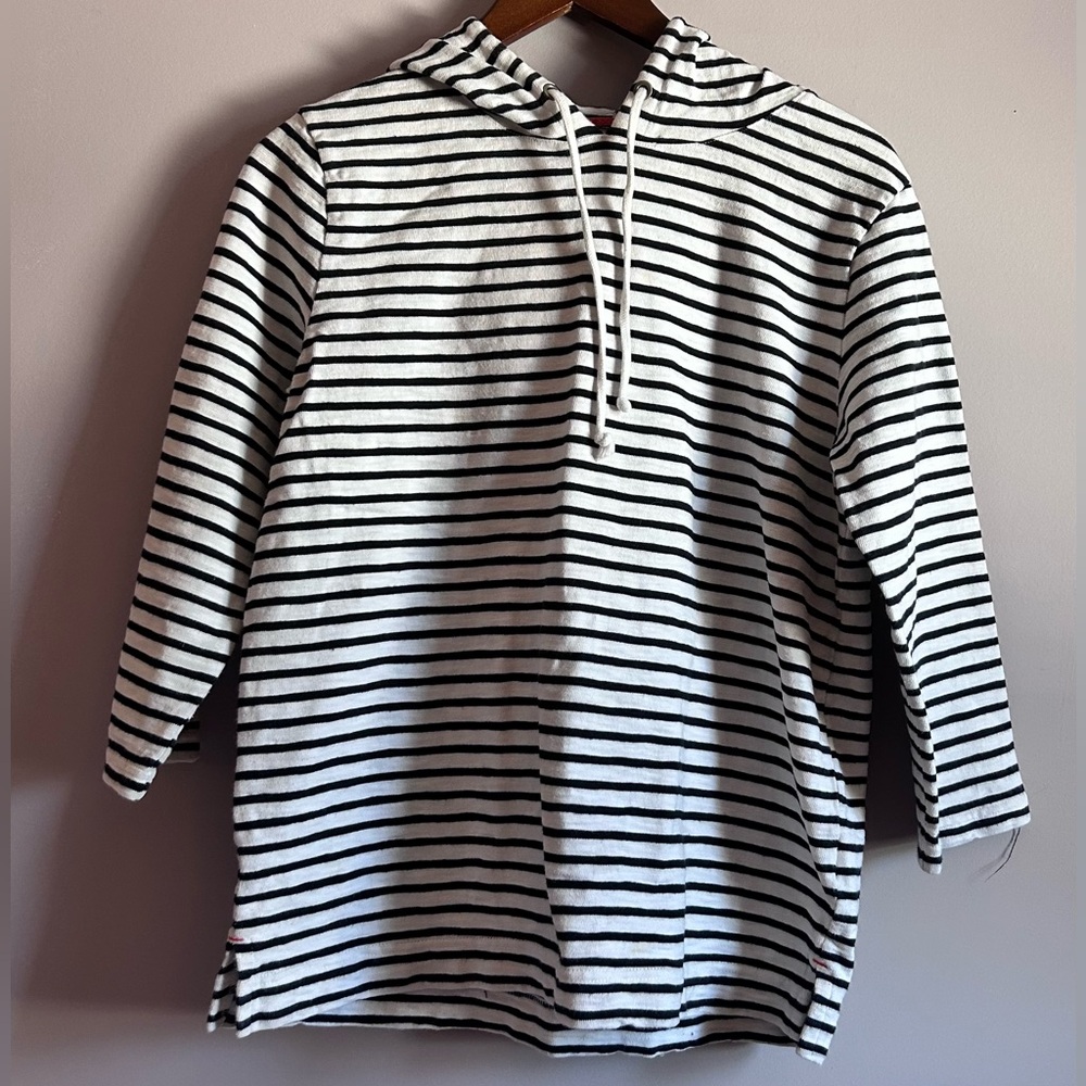 Women's Banana Republic Black and White Striped Hoodie Size Medium
